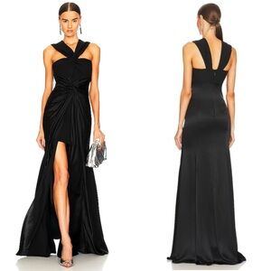 NEW NWT Cinq A Sept Dorrit Twist Silk Maxi Gown In Black